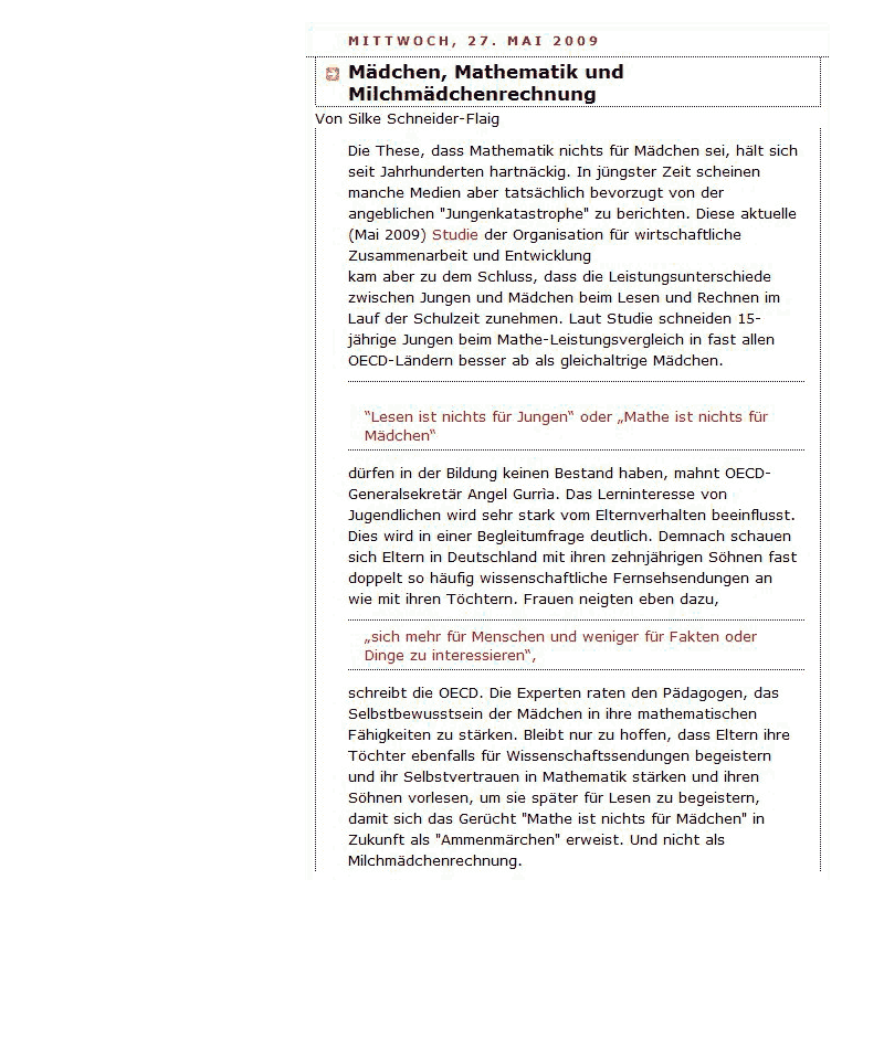 JB-Blog Mädchen, Mathematik und Milchmädchenrechnung JB-Blog Mädchen, Mathematik und Milchmädchenrechnung